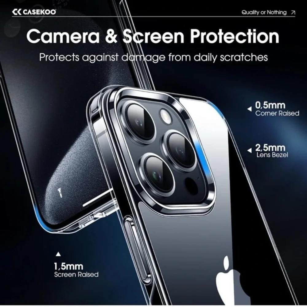 CASEKOO for iPhone 15 Pro Case Crystal Clear, [Never Yellow Technology